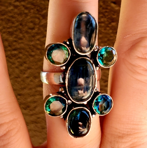 New Kyanite & Bi-Color Tourmaline 925 Silver Ring. - Picture 9 of 11